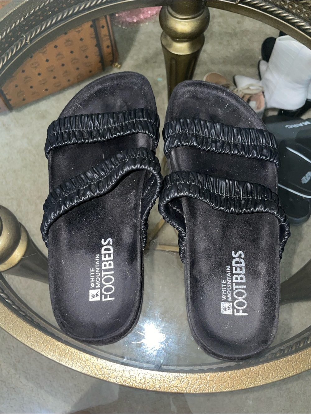 New. Women's Black Double-Strap Slide Sandals